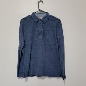 Faherty Men's Heather Blue Henley Collared Long Sleeve Men's Medium